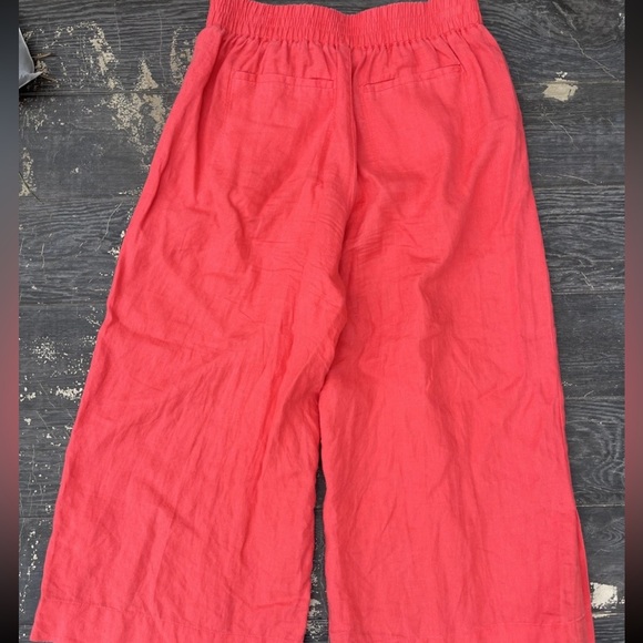 Athleta Playa Linen Wide Leg Crop Pants Passionfruit Coral Zip Pocket Womens 6 - Picture 6 of 8